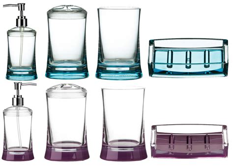 4 Piece Clear Acrylic Bathroom Accessories Set Turquoise And Purple Rs