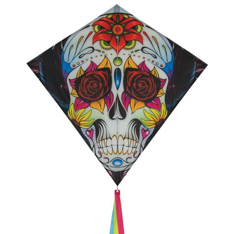 Sugar Skull 30 Inch Diamond Kite In The Breeze Wholesale Garden