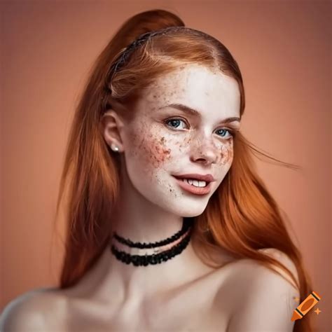 Portrait Of A Beautiful Redhead Woman With Freckles On Craiyon