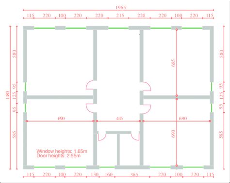 Structural Wall Plan For Tp10370 Buildings Dimensions In Cm