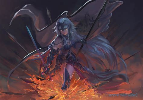 White Haired Female Character With Swords Anime Anime Girls Fate