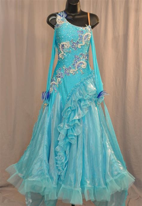 elegant aqua long mesh sleeves ballroom dress ballroom dress dresses dance dresses