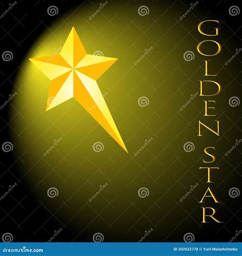 Gold Superstar On A Black Backlit Background Stock Illustration
