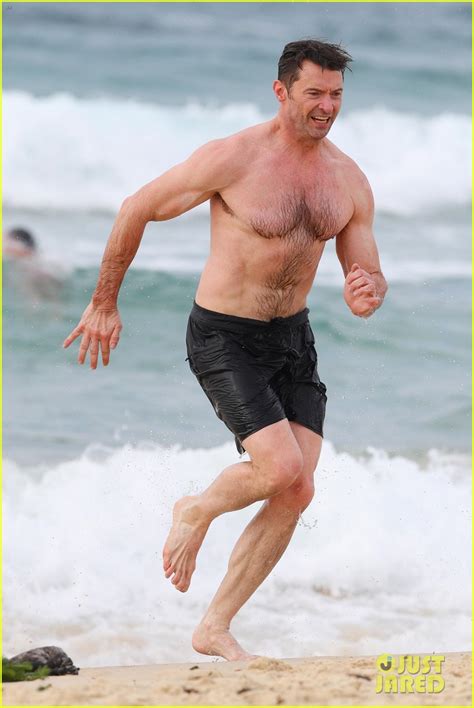 Hugh Jackman Goes Shirtless At The Beach With His Hot Trainer Photo