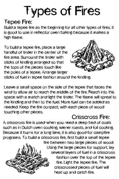 Girls Camp Resources Build 2 Types Of Fires