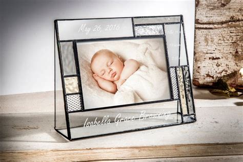 Personalized Baby Picture Frame Engraved Stained Glass Photo Frame