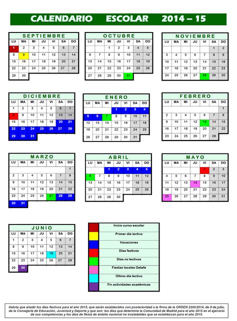 Calendario Escolar Getafe Calendario Gratis