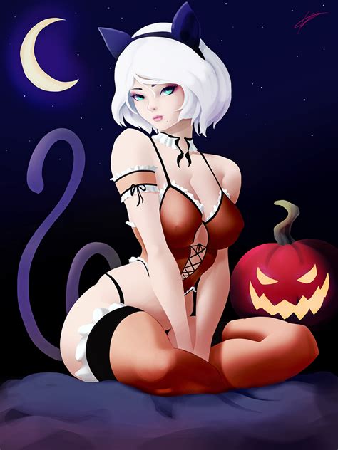 2b Halloween Pin Up By Hotpinkevilbunny Hentai Foundry