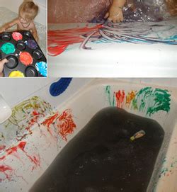 Turn your bathtub into an artist's canvas and practice color recognition! Bathtub painting - Learning to play and playing to learn