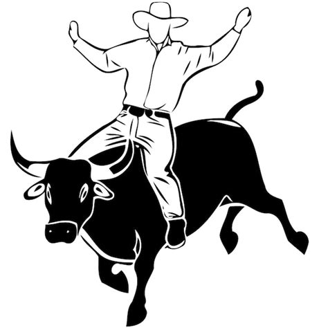Premium Vector Cowboy Man Riding A Bull At A Rodeo Bull Riding Black