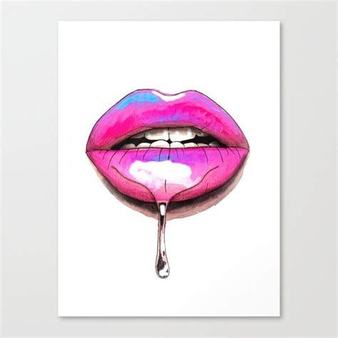 Dripping Lips Canvas Print By Smeruci Medium Lips Art Print