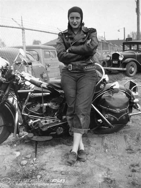 The Picture Shows A Motorcycle Woman With Leather Jacket Circa Year