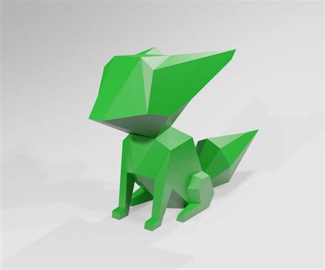 Fox Papercraft Template 3d Art Animal Sculpture Pdf Etsy Paper Crafts