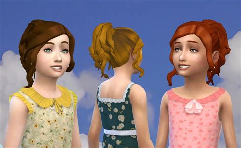 Mystufforigin Curly Ponytail For Girls Sims 4 Hairs