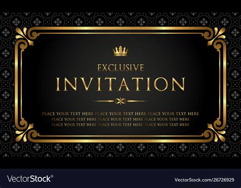 Exclusive Invitation Card Black And Gold Style Vector Image