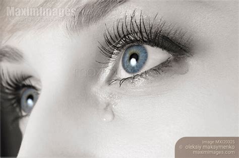 Photo Of Close Up Of Tears Coming From Woman Eyes Stock Image Mxi20325