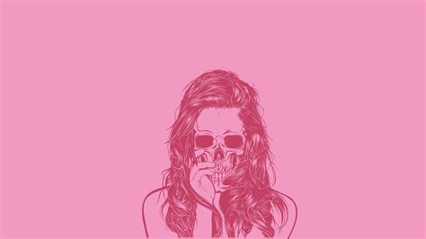 Skull Simple Background Minimalism Pink Background Hd Wallpapers