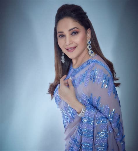 Madhuri Dixit Saree In Georgette Lavender Party Wear Sequence Saree