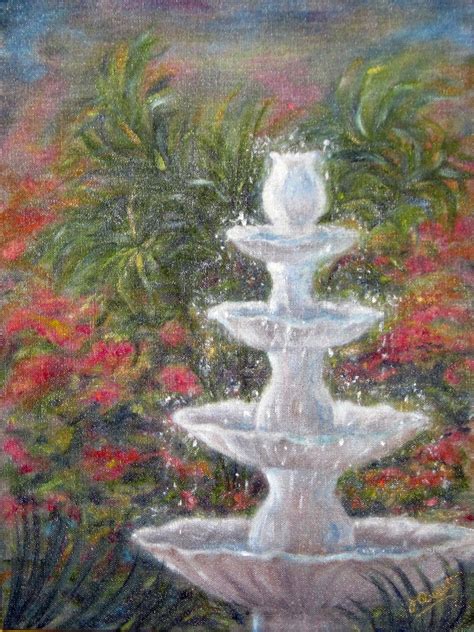 Painting Fountain Original Art By Judy Quest Art
