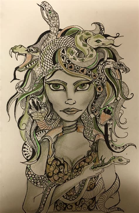 Medusa Artwork Drawing Snakes Drawing Artwork Medusa Artwork