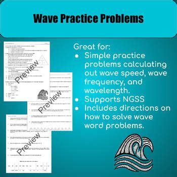 Some of the worksheets displayed are wave speed equation practice problems, physics work b frequency period and wavespeed name, , name key period speed frequency wavelength, skill 12 waves answers, light waves name chem work 5 1, wave speed frequency wavelength practice. Wave Practice Problems (With images) | Physics lessons ...