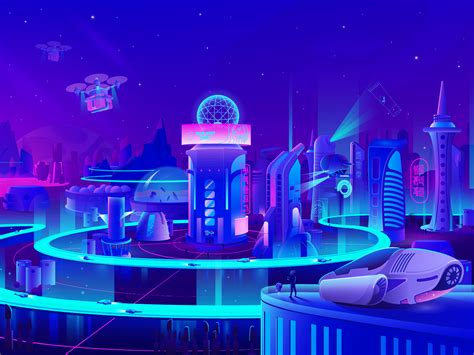 Futuristic Space Beauty City By Pixel Point On Dribbble