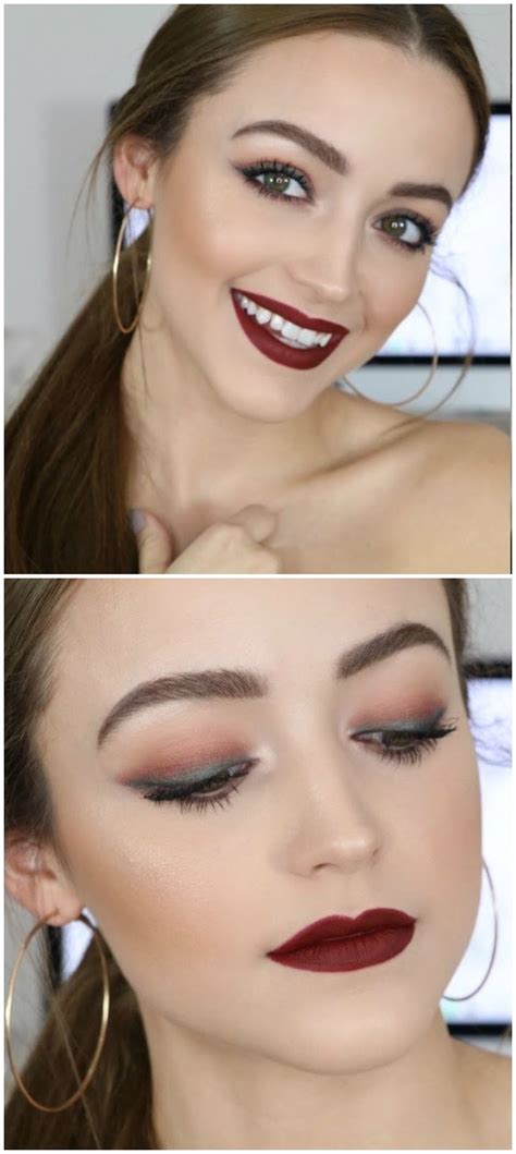 Easy Glam Holiday Makeup Tutorial Smokey Liner And Vampy Red Lips