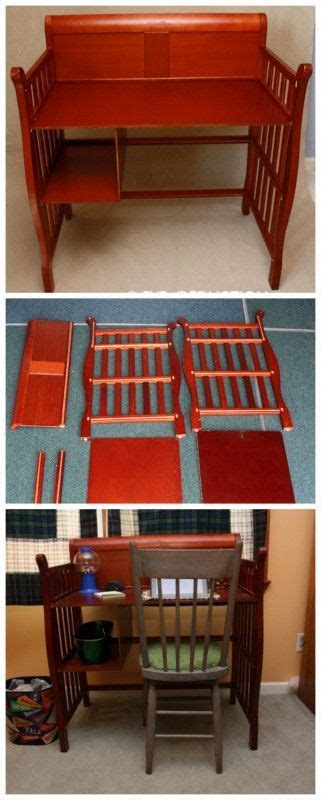 Baby Crib Turned Into A Desk Kids Diy Crib Diy Kids Furniture