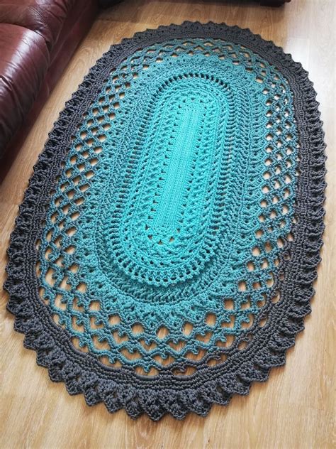 About 18 x 39.4 ( 46 x 100 cm) width by length. Oval rug, Rug, Crocheted rug, Crocheted rugs, Crochet rug ...