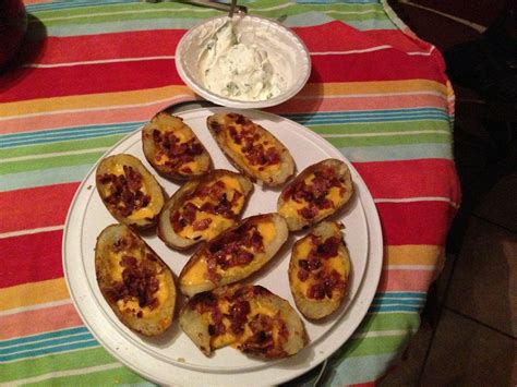 Homemade Tater Skins With Sour Cream And Chives Food