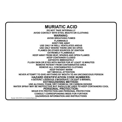 Industrial Notices Acid Sign Muriatic Acid Extremely Flammable