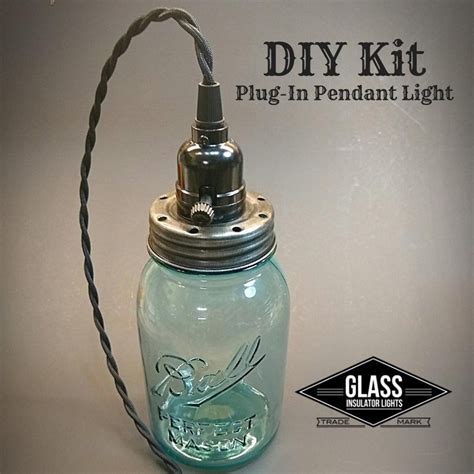 Diy Mason Jar Plug In Pendant Light Diy Kit Mason Jar Swag Etsy