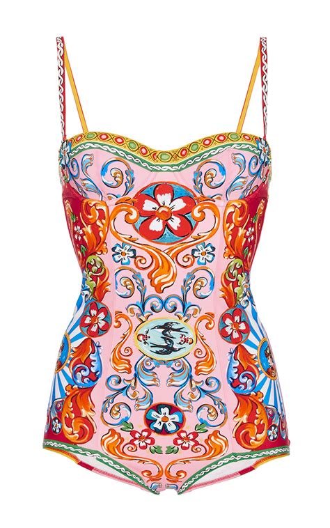 Lyst Dolce Gabbana Printed Bustier One Piece Swimsuit