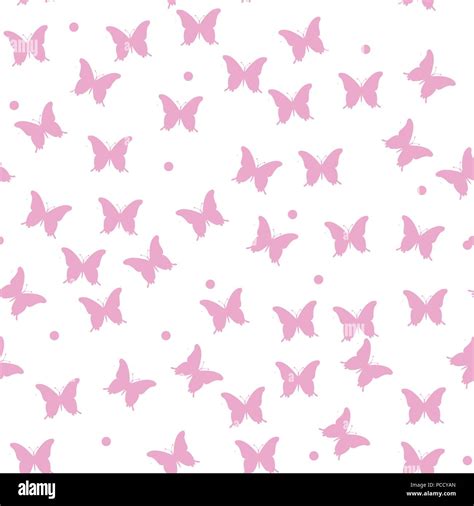 Seamless Watercolor Pink Butterflies Pattern Vector Illustration Stock