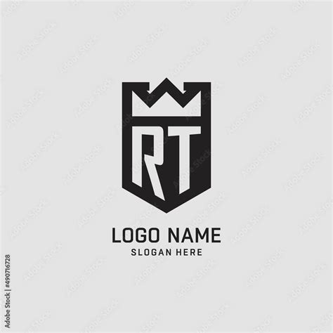 Initial Rt Logo Shield Shape Creative Esport Logo Design Stock Vector