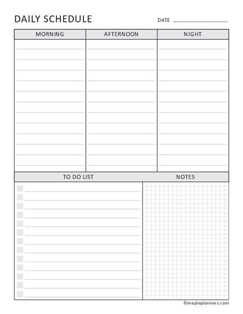 Free Printable Daily Schedule Templates Printable Download Reverasite