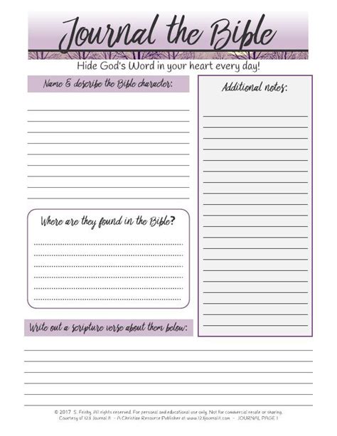 Printable Bible Study Journal Template Printable Templates