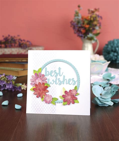 Pretty Floral Wreath Best Wishes Card
