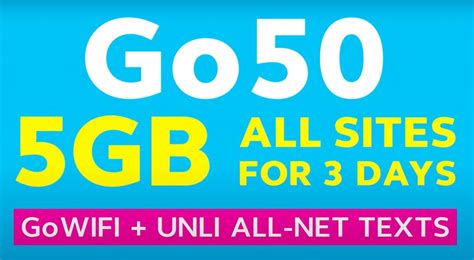 Globe Outs New Promo Go50 With 5gb Data Unli All Net Texts For ₱50