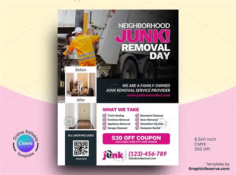 Junk Removal Flyer Canva Template Graphic Reserve