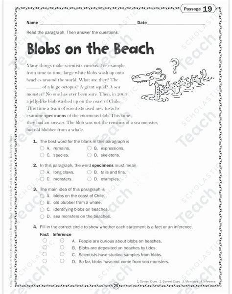 50 Main Idea Worksheet 4th Grade