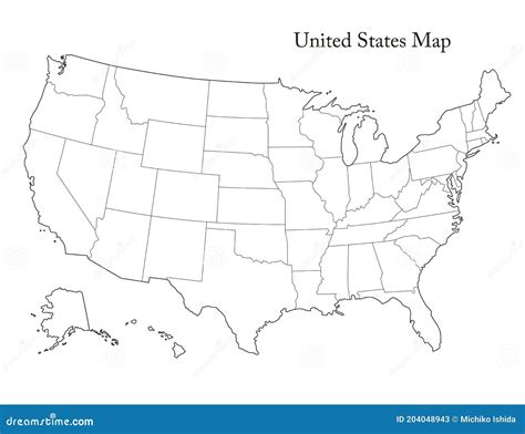 Mapa De Estados Unidos En Blanco Y Negro Con Las Fronteras Estatales