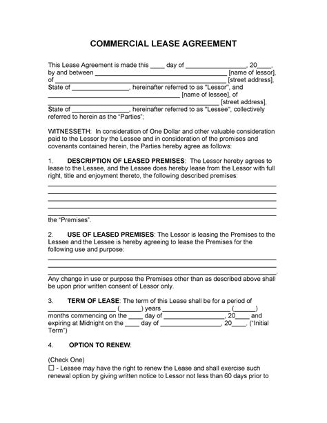 blank printable commercial lease agreement