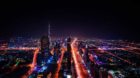 1920x1080 Dubai Cityscape Buildings Lights 8k Laptop Full
