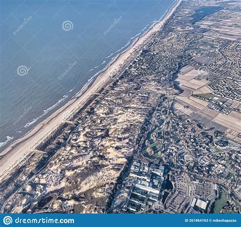 aerial view dutch coast with beaches dunes and noordwijk stock image image of blue colorful