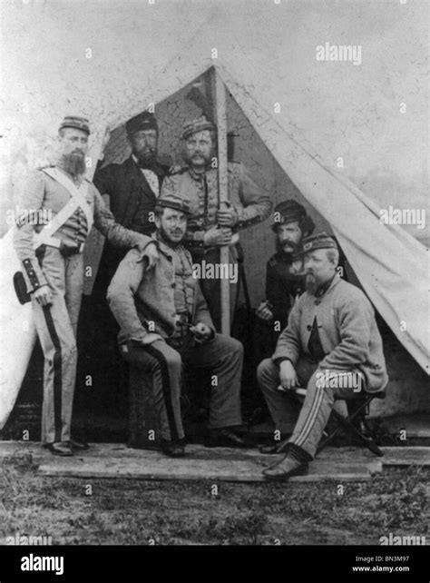 Civil War 6 Soldiers From The 7th New York State Militia At Camp