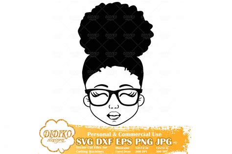 Black Girl With Glasses Svg 2 Afro Girl Silhouette Svg Didiko Designs