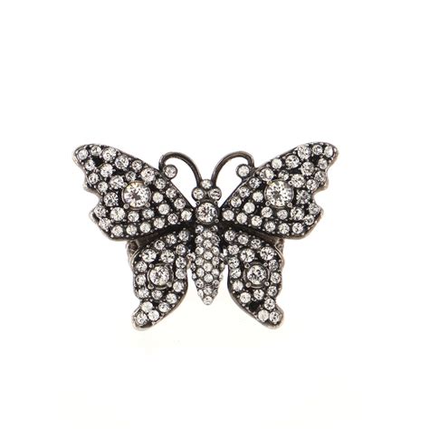 Gucci Butterfly Ring Crystal And Metal Silver 1046182