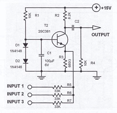 Although the modular portable mixer design available on these web pages has become a hit for many amateurs this simple circuit mixes two or more channels into one channel (e.g. Single Transistor Audio Mixer Circuit. in 2019 | Electronics basics, Electronic schematics, Circuit