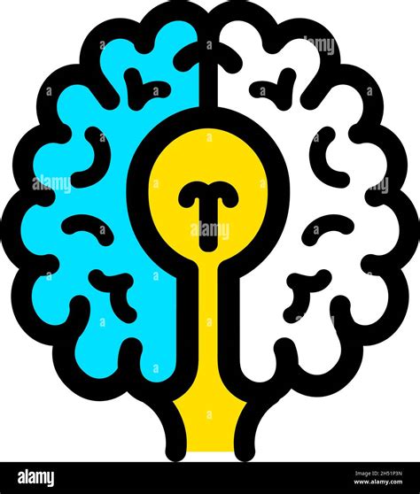 Icono De Color Vectorial Del Cerebro Humano En Fondo Blanco Y Negro